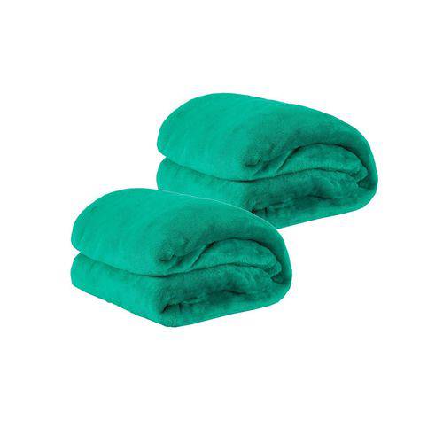 Cobertor Manta Microfibra Casal Verde Acqua 180 X 220 Cm