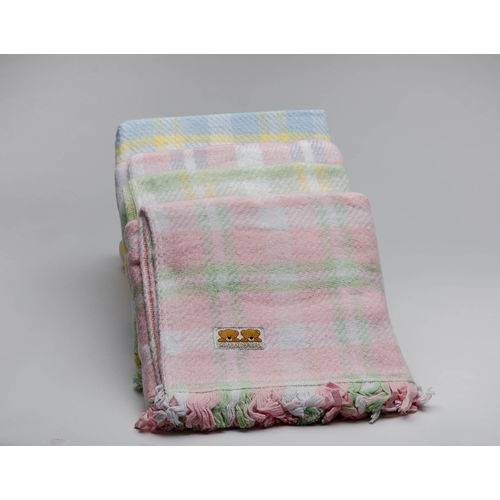 Cobertor/mantinha para Bebê ou Pet- Rosa, Verde e Branco
