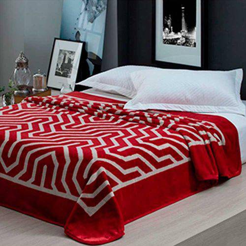 Cobertor Microfibra Home Design Cinta Casal - Vermelho