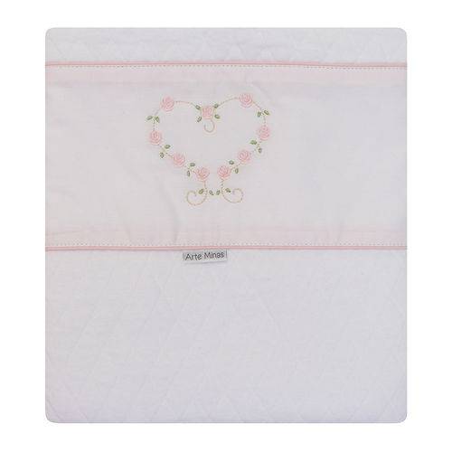 Cobertor Passione Branco Florzinha Rosa
