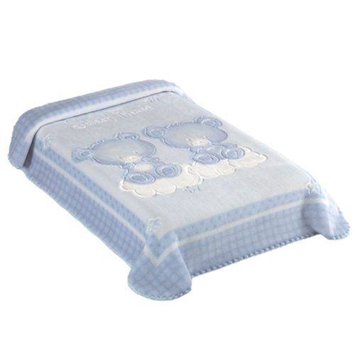 Cobertor Premium Colibri Relevo Estampa Ursinhos Azul