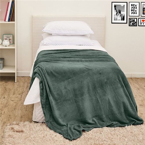 Cobertor Solteiro Flannel Microfibra Yaris Verde Militar Verde Militar