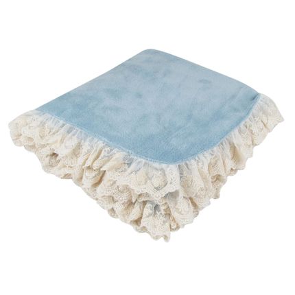 Cobertor Tok de Seda Renda - Azul - KidStar
