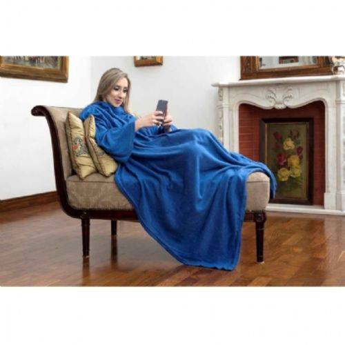 Cobertor Tv com Mangas 1.60x1.30m - Azul