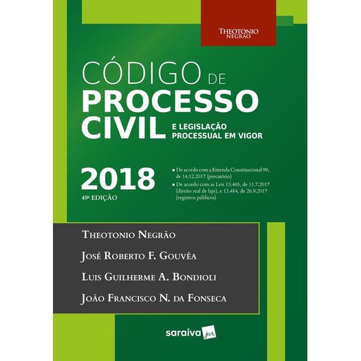 Codigo de Processo Civil e Legislacao Processual em Vigor - Saraiva - 49 Ed