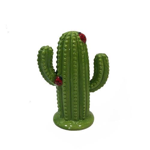 Cofre Cactus Verde Joaninha Ceramica Decoracao