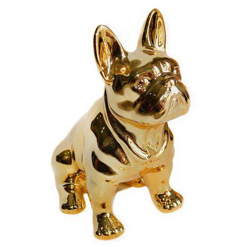 Cofre Decorativo Cachorro Buldogue - Dourado