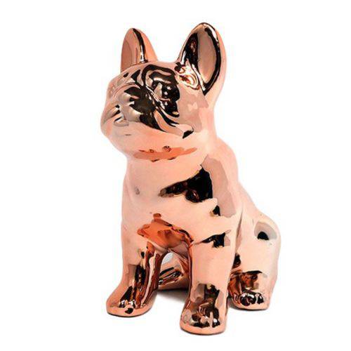 Cofre Decorativo Cachorro Bulldog - Rose Gold
