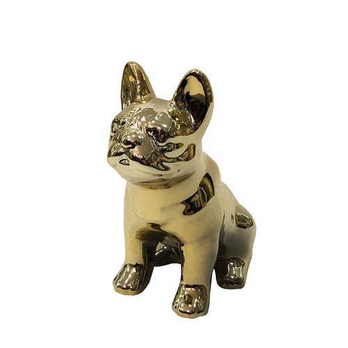 Cofre Personalizado Cerâmica Cachorro Sentado Dourado 15x8