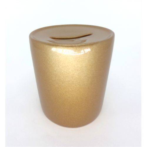 Cofrinho de Moedas Cerâmica Dourado Resinada P/ Sublimação (b131) - 01 Unidade
