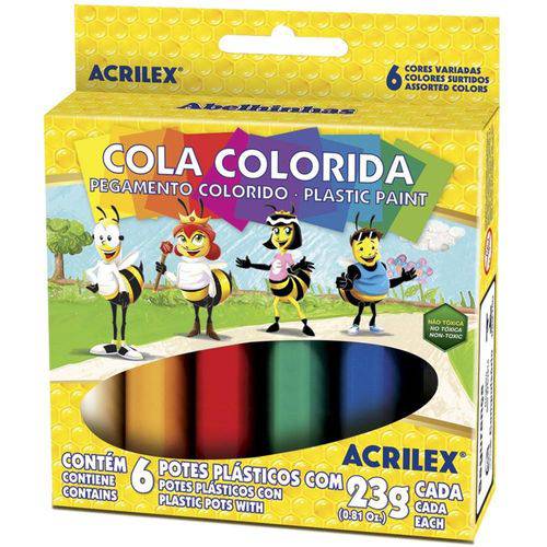 Cola Colorida Acrilex - com 6 Cores - 23g