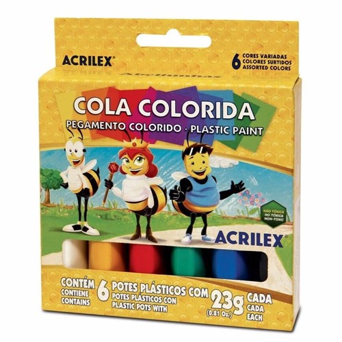 Cola Colorida com 6 Unidades - Acrilex