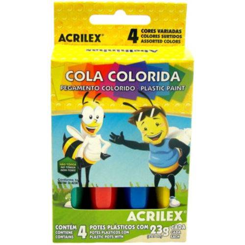 Cola Colorida 23g Acrilex Cx C/ 4