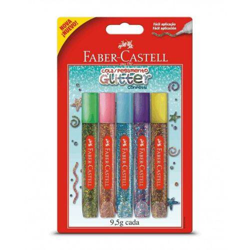 Cola Glitter 5 Cores 9,5g Cada Faber Castell