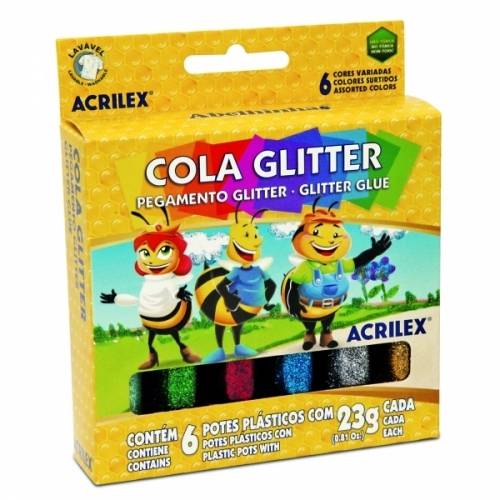 Cola Glitter 6 Cores Sortidas