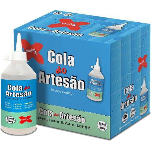 Cola para Artesanato Artesao Silicone Liquido 250ml com 6 Unidades