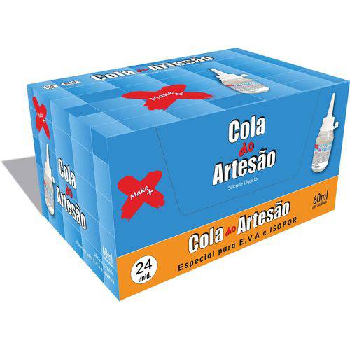 Cola para Artesanato Artesao Silicone Liquido 60ml Make+ Cx.c/24