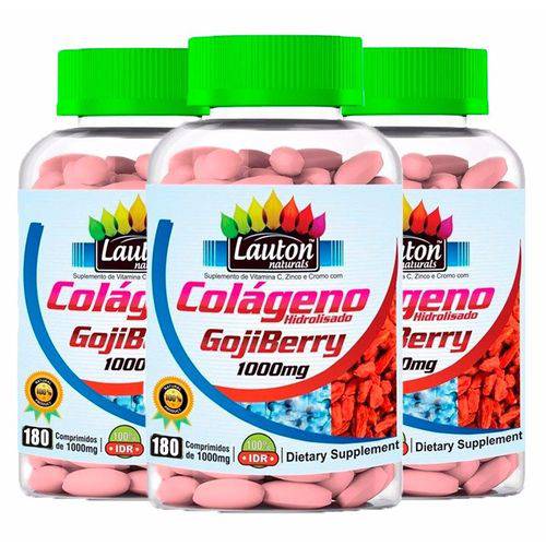 Colágeno com Goji Berry 1000mg - 3 Un de 180 Comprimidos - Lauton