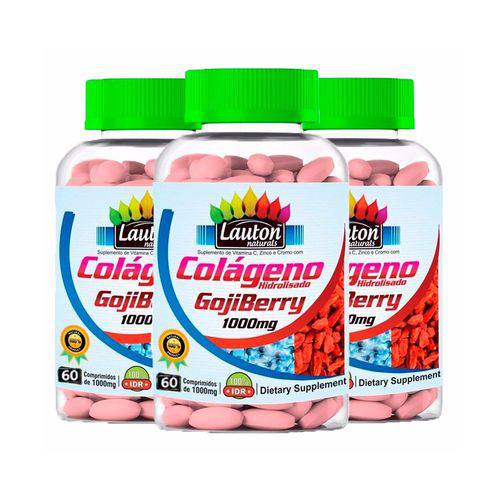 Colágeno com Goji Berry 1000mg - 3 Un de 60 Comprimidos - Lauton