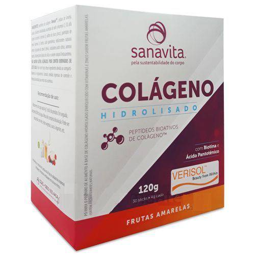 Colágeno Hidrolisado - 30 Sticke de 4g Frutas Vermelhas - Sanavita