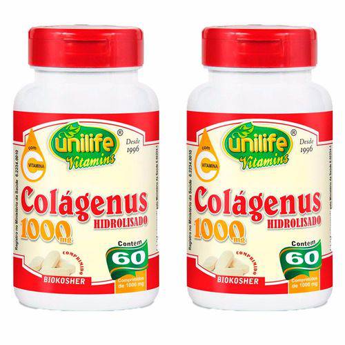 Colágeno Hidrolisado 1000mg - 2x de 60 Comprimidos - Unilife