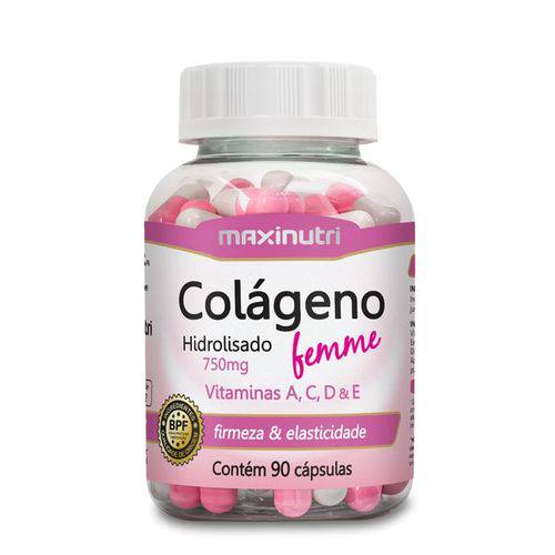 Colágeno Hidrolisado Femme + Vitamina A, C, D e E Maxinutri - 90 Cápsulas