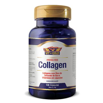 Colágeno Vit Gold Hidrolisado com Óleo de Semente de Uva e Vitaminas com 100 Cápsulas