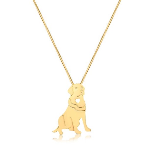 Colar Amor Pet Labrador Folheado em Ouro 18k - 3150000000023