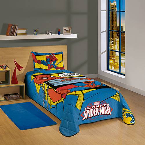 Colcha Matelassê Solteiro Estampada Spider-man Ultimate 1,50 M X 2,10 M com 1 Peça