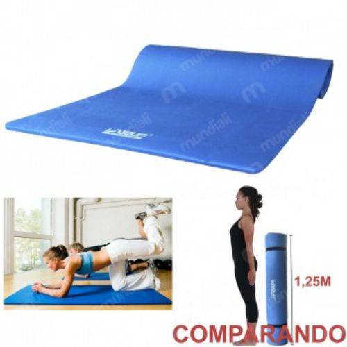 Colchonete Tapete Gigante para Ginastica Yoga ou Pilates Cor Azul 200x125x1,5cm