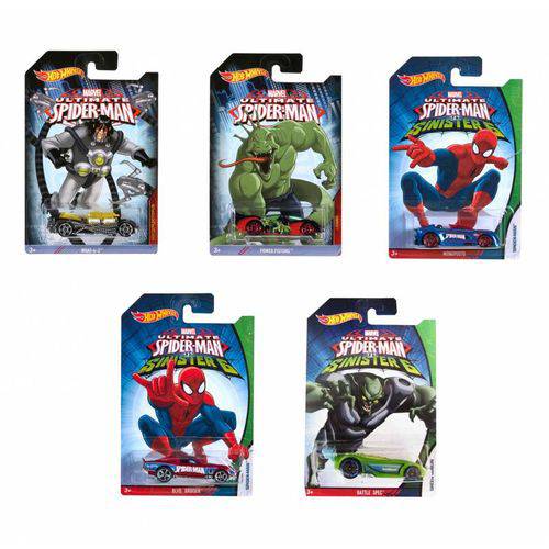 Coleção com 5 Hot Wheels Spider-man - Mattel Cmj79