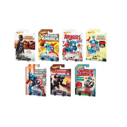 Coleção com 8 Hot Wheels Capitão América Marvel - Mattel Djk75