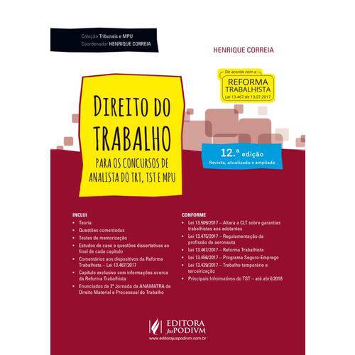 Coleção Tribunais e Mpu - Direito do Trabalho - para Analista - 12ª Edição (2018)