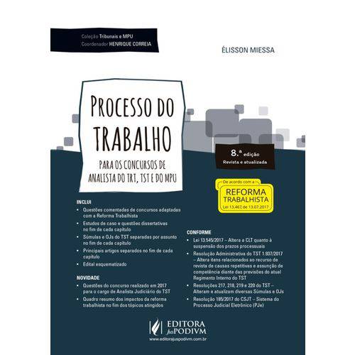 Coleção Tribunais e Mpu - Processo do Trabalho - para Analista - 8ª Edição (2018)