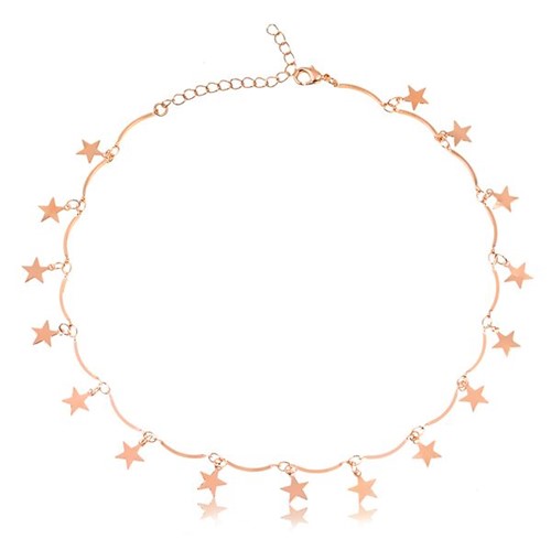 Coleira Choker com Barrinhas Repleta de Estrelas Folheado em Ouro Rosé – 3150000001778