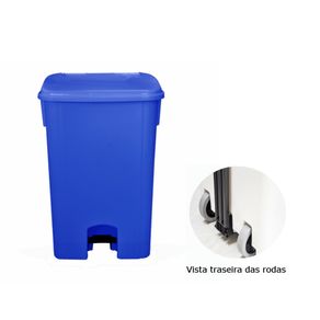 Coletor de Lixo 100L C/ Pedal e Rodas, CP11AZ Azul - Bralimpia