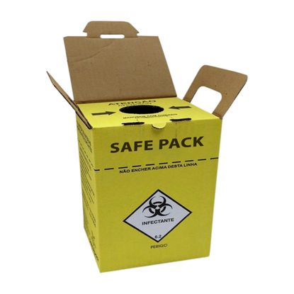 Coletor de Materiais Perfurocortantes SafePack 07 Litros Amarelo Pardo