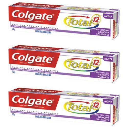 Colgate Total 12 Gengiva Saudável Creme Dental 70g (kit C/03)