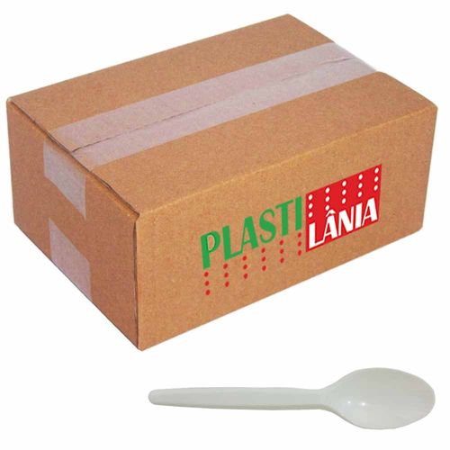 Colher Plástica Sobremesa Plastilânia Branca 1000 Unidades 1025050