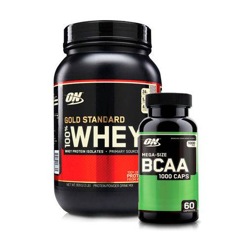 Combo: 100% Whey Gold Standard - 900g + Bcaa 60caps - Optimum Nutrition
