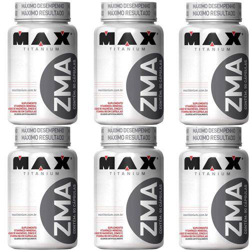 Combo 6x Zma - 90 Cápsulas - Max Titanium Melhora Testosterona