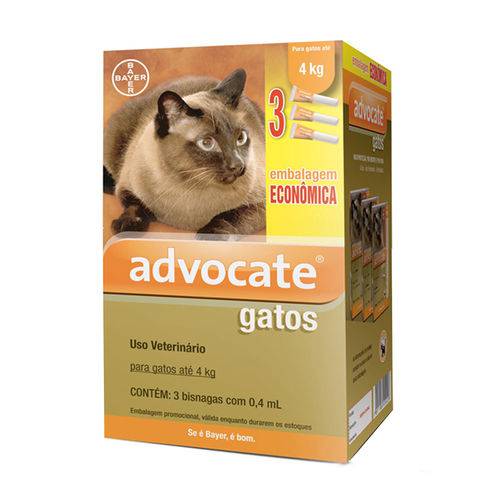 Combo Antipulgas para Gatos Advocate 0,4ml - Até 4 Kg