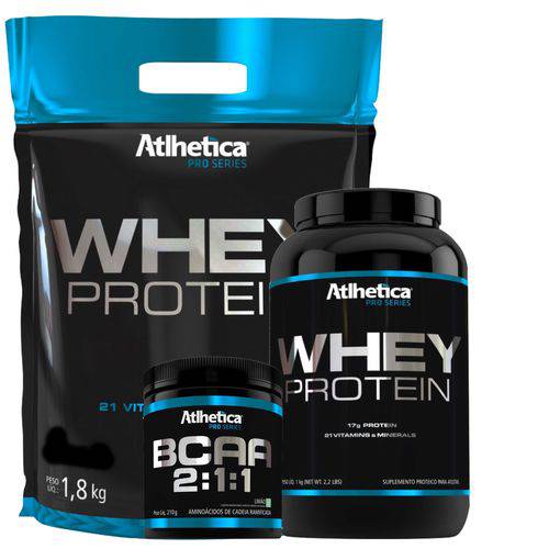 Combo Baunilha - Whey Protein 1kg + Whey Protein 1,8kg + Bcaa 210g