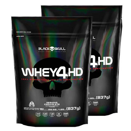 Combo Black Skull (2 Unidades Whey Protein Refil Whey 4HD - Black Skull - 837grs)