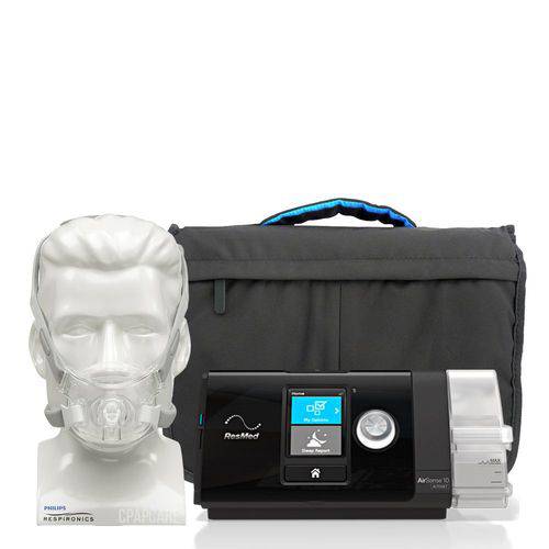 (combo) Cpap (automático) Airsense 10 Autoset Resmed com Máscara Facial Amara View Philips Respironics