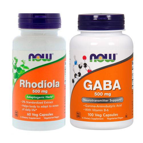 Combo Gaba 500mg 100 Caps + Rhodiola Rosea 60 Caps Now Foods