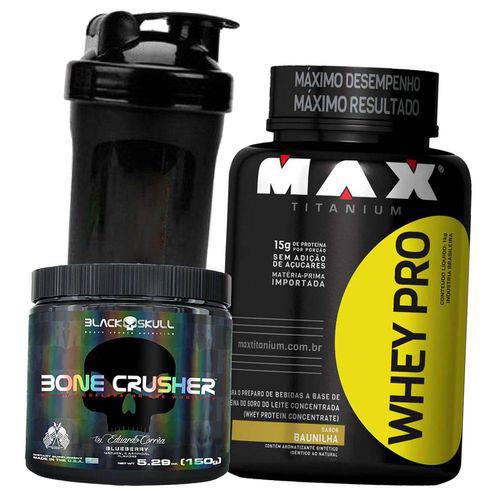 Combo Ganho Massa Muscular Magra - Whey Pro 1kg Concentrado + Bone Crusher Pré Treino Importado