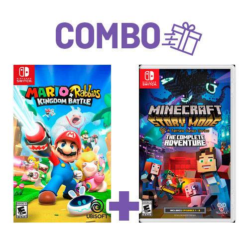 Combo Mario + Rabbids: Kingdom Battle + Minecraft Story Mode: The Complete Adventure - Switch