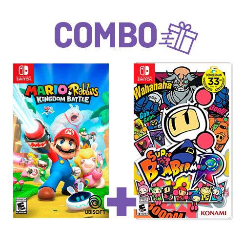 Combo Mario + Rabbids: Kingdom Battle + Super Bomberman R - Switch
