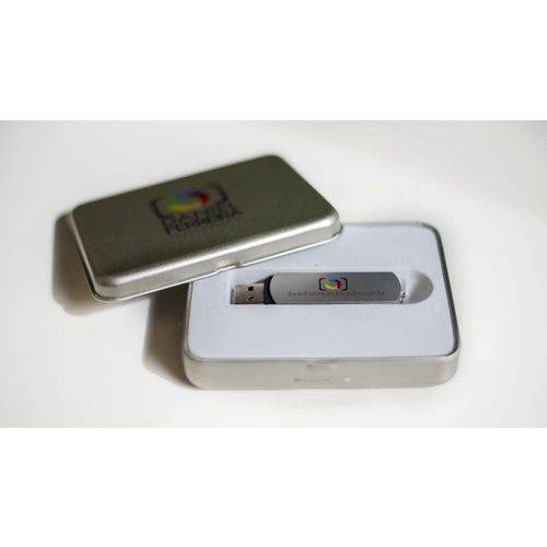 Combo Pen Drive 4gb Giratório Metal Color + Case Metal Personalizados
